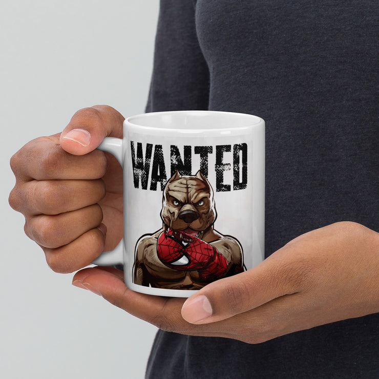 Dog Hero BANG White glossy mug