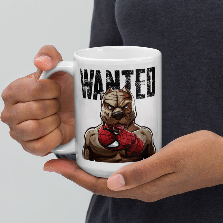 Dog Hero BANG White glossy mug